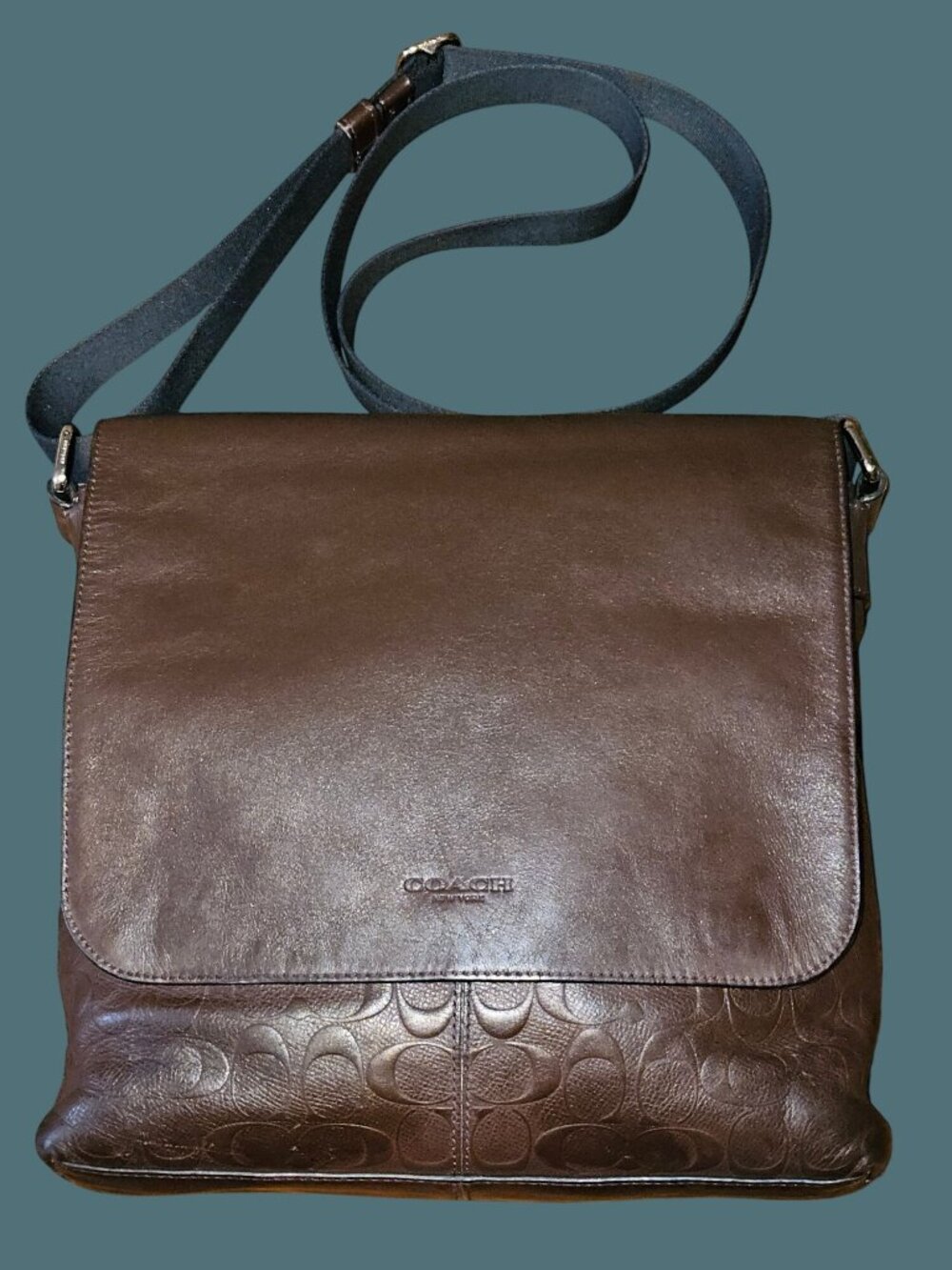 Coach Brown Leather/Embossed Signature Small Charles Messenger Crossbody Bag - Picture 2 of 16